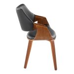 Curvo Black Faux Leather Walnut Contemporary High-Back Chairs (Set of 2) 14 Curvo Black Faux Leather Walnut Contemporary High-Back Chairs (Set of 2)