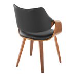 Curvo Black Faux Leather Walnut Contemporary High-Back Chairs (Set of 2) 15 Curvo Black Faux Leather Walnut Contemporary High-Back Chairs (Set of 2)