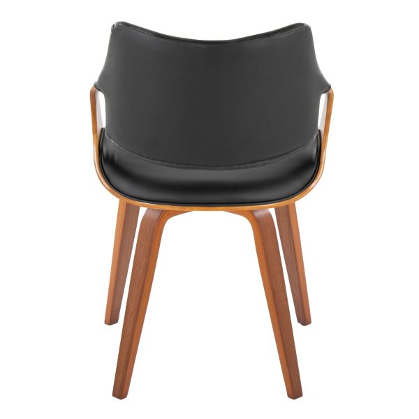 Curvo Black Faux Leather Walnut Contemporary High Back Chairs Set of 2 5