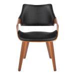 Curvo Black Faux Leather Walnut Contemporary High-Back Chairs (Set of 2) 17 Curvo Black Faux Leather Walnut Contemporary High-Back Chairs (Set of 2)