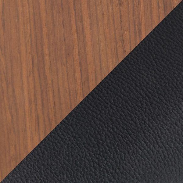 Curvo Black Faux Leather Walnut Contemporary High Back Chairs Set of 2 9