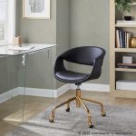 Curvo Black Faux Leather and Gold Metal Task Chair 9 Curvo Black Faux Leather and Gold Metal Task Chair