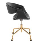 Curvo Black Faux Leather and Gold Metal Task Chair 11 Curvo Black Faux Leather and Gold Metal Task Chair