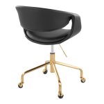 Curvo Black Faux Leather and Gold Metal Task Chair 12 Curvo Black Faux Leather and Gold Metal Task Chair