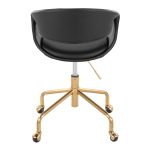 Curvo Black Faux Leather and Gold Metal Task Chair 13 Curvo Black Faux Leather and Gold Metal Task Chair