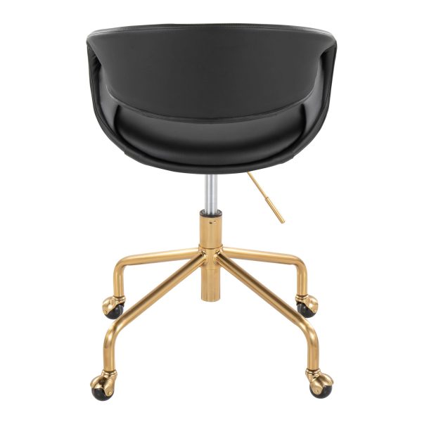Curvo Black Faux Leather and Gold Metal Task Chair 4
