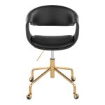 Curvo Black Faux Leather and Gold Metal Task Chair 14 Curvo Black Faux Leather and Gold Metal Task Chair