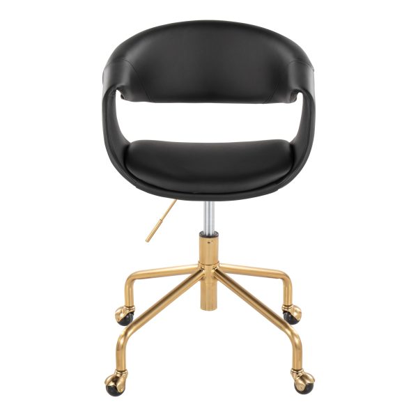 Curvo Black Faux Leather and Gold Metal Task Chair 5