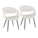 Curvo Black Metal White Faux Leather Contemporary Chair (Set of 2) 11 Curvo Black Metal White Faux Leather Contemporary Chair (Set of 2)