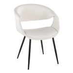 Curvo Black Metal White Faux Leather Contemporary Chair (Set of 2) 12 Curvo Black Metal White Faux Leather Contemporary Chair (Set of 2)