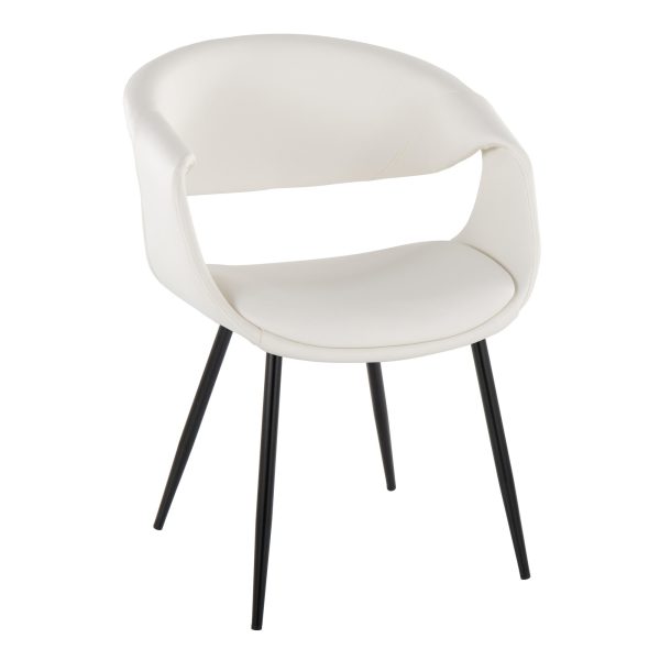 Curvo Black Metal White Faux Leather Contemporary Chair Set of 2 2