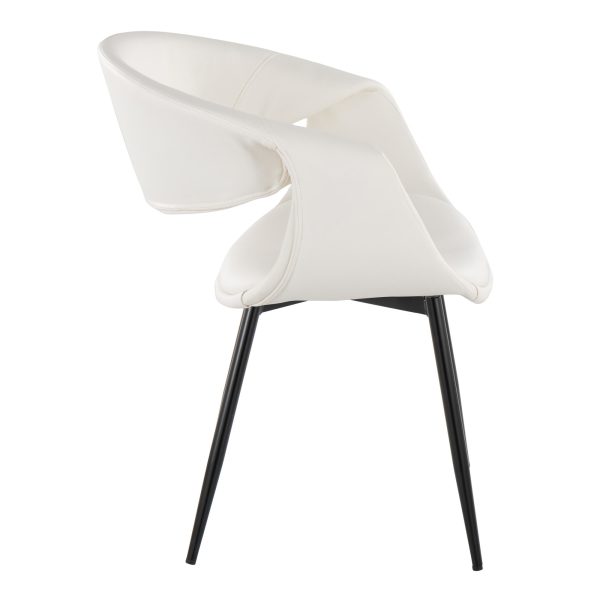 Curvo Black Metal White Faux Leather Contemporary Chair Set of 2 3