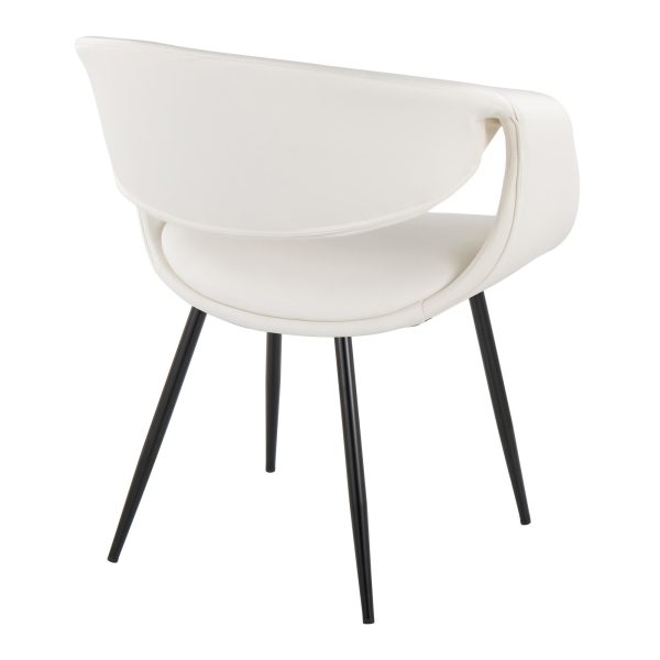 Curvo Black Metal White Faux Leather Contemporary Chair Set of 2 4