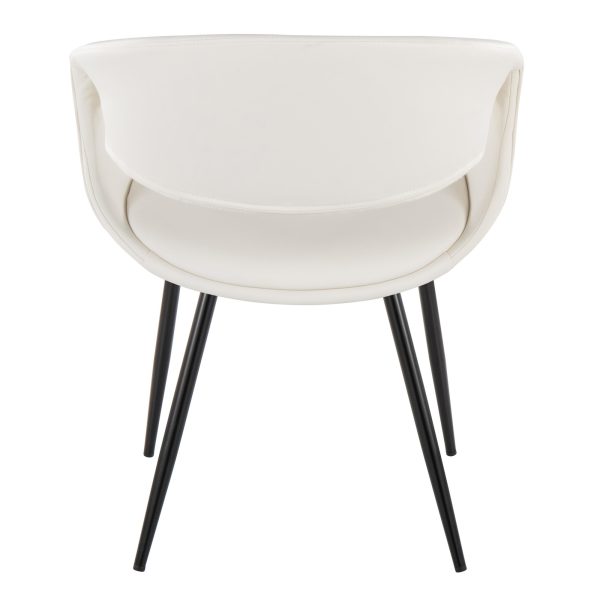 Curvo Black Metal White Faux Leather Contemporary Chair Set of 2 5