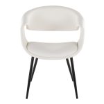 Curvo Black Metal White Faux Leather Contemporary Chair (Set of 2) 16 Curvo Black Metal White Faux Leather Contemporary Chair (Set of 2)