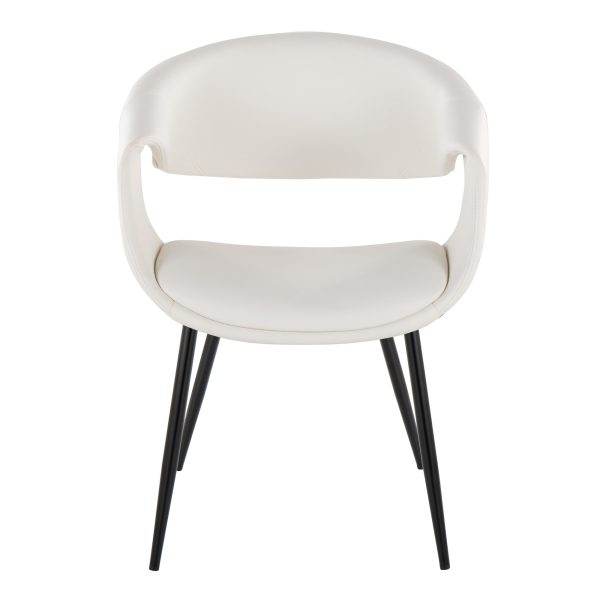 Curvo Black Metal White Faux Leather Contemporary Chair Set of 2 6