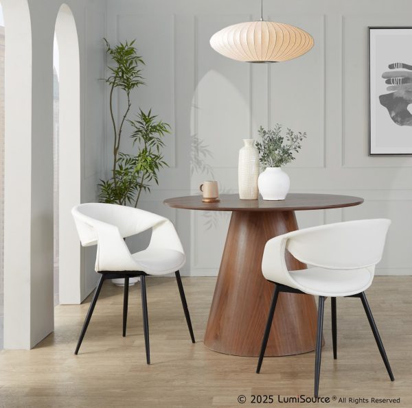 Curvo Black Metal White Faux Leather Contemporary Chair Set of 2