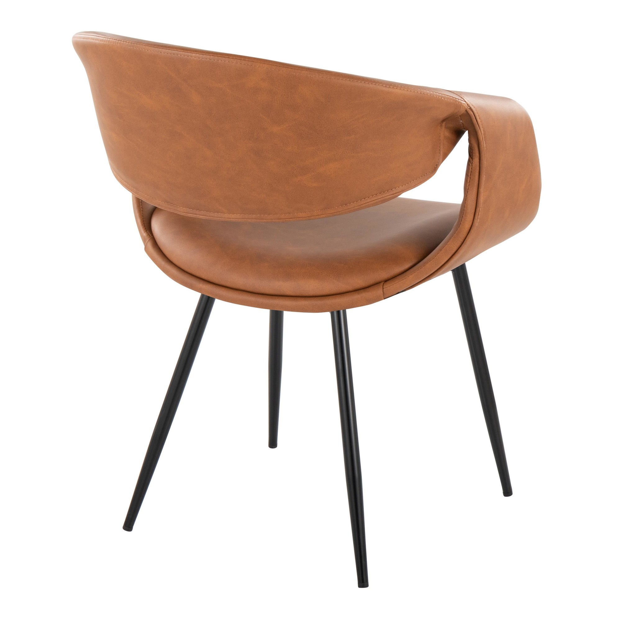 Curvo Black Metal and Camel Faux Leather Contemporary Chairs (Set of 2) 5 Curvo Black Metal and Camel Faux Leather Contemporary Chairs (Set of 2) - Image 5