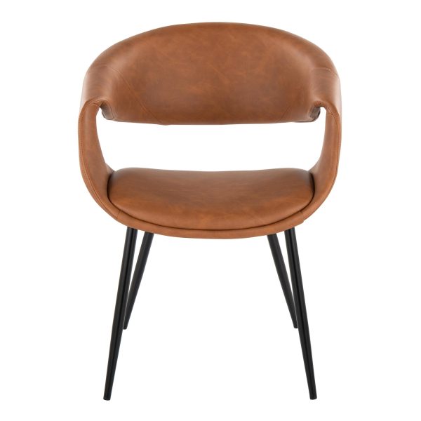 Curvo Black Metal and Camel Faux Leather Contemporary Chairs Set of 2 6
