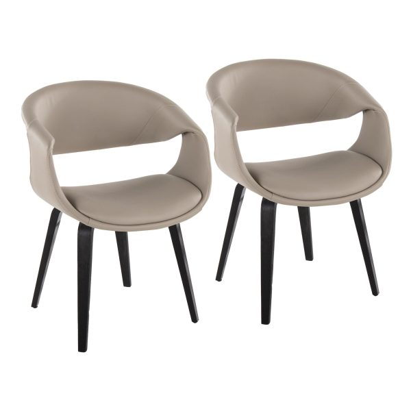 Curvo Black Wood Light Grey Contemporary Chair Set of 2 1
