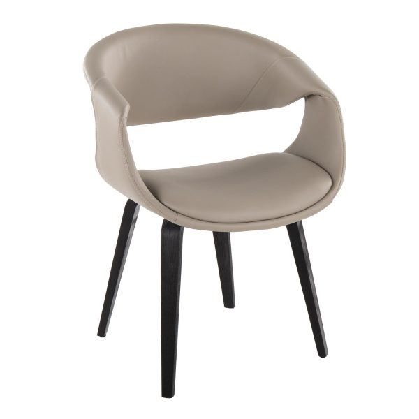 Curvo Black Wood Light Grey Contemporary Chair Set of 2 2