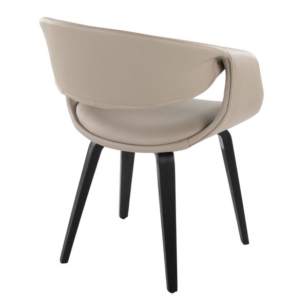 Curvo Black Wood Light Grey Contemporary Chair Set of 2 4