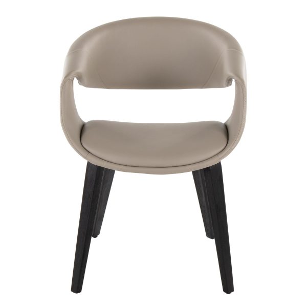 Curvo Black Wood Light Grey Contemporary Chair Set of 2 6