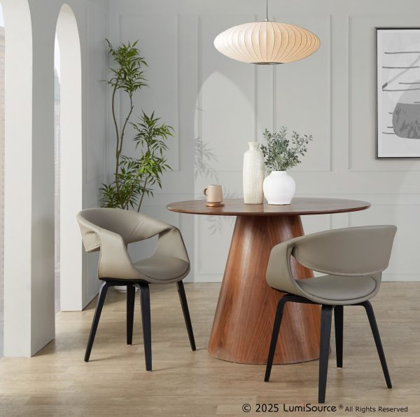 Curvo Black Wood Light Grey Contemporary Chair Set of 2