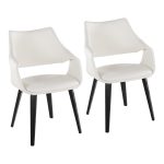 Curvo Black Wood White Faux Leather Contemporary Chair (Set of 2) 11 Curvo Black Wood White Faux Leather Contemporary Chair (Set of 2)