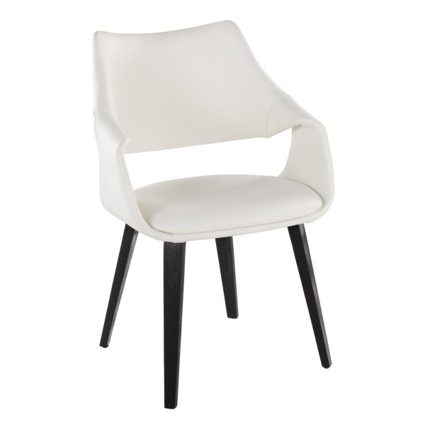 Curvo Black Wood White Faux Leather Contemporary Chair Set of 2 2