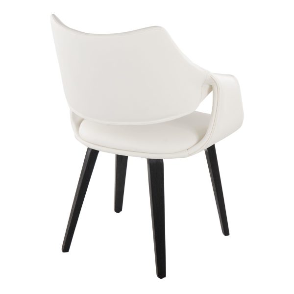 Curvo Black Wood White Faux Leather Contemporary Chair Set of 2 4