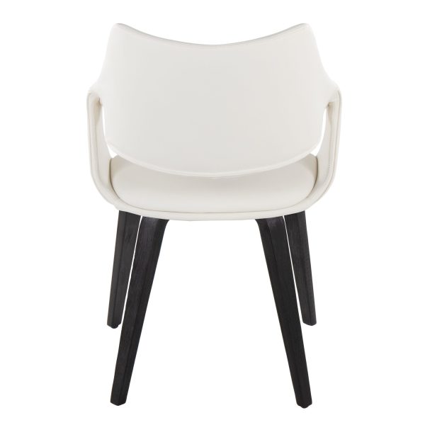 Curvo Black Wood White Faux Leather Contemporary Chair Set of 2 5