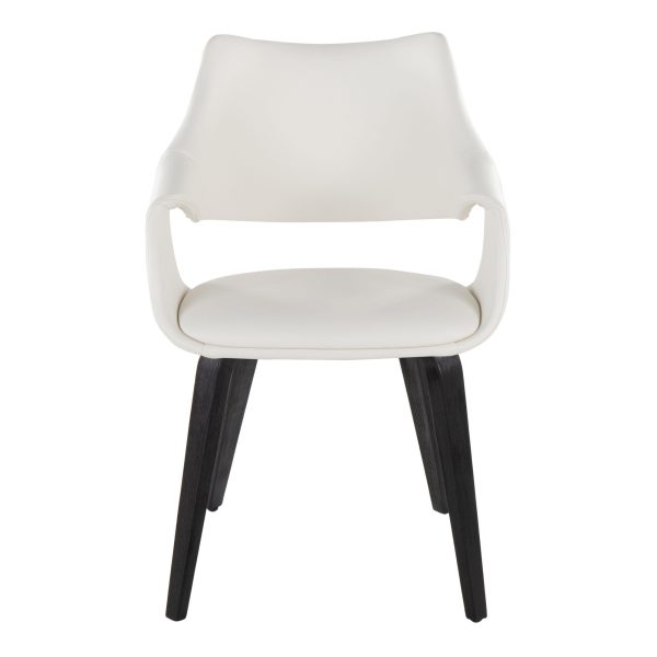 Curvo Black Wood White Faux Leather Contemporary Chair Set of 2 6