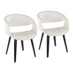 Curvo Black Wood White Faux Leather Contemporary Chairs (Set of 2) 11 Curvo Black Wood White Faux Leather Contemporary Chairs (Set of 2)