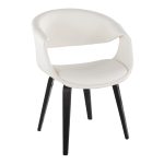 Curvo Black Wood White Faux Leather Contemporary Chairs (Set of 2) 12 Curvo Black Wood White Faux Leather Contemporary Chairs (Set of 2)