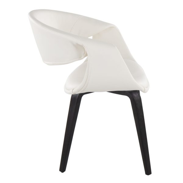 Curvo Black Wood White Faux Leather Contemporary Chairs Set of 2 3
