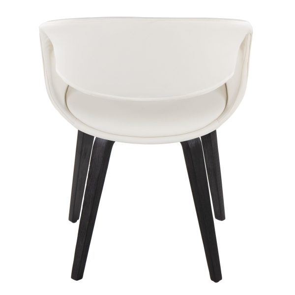 Curvo Black Wood White Faux Leather Contemporary Chairs Set of 2 5