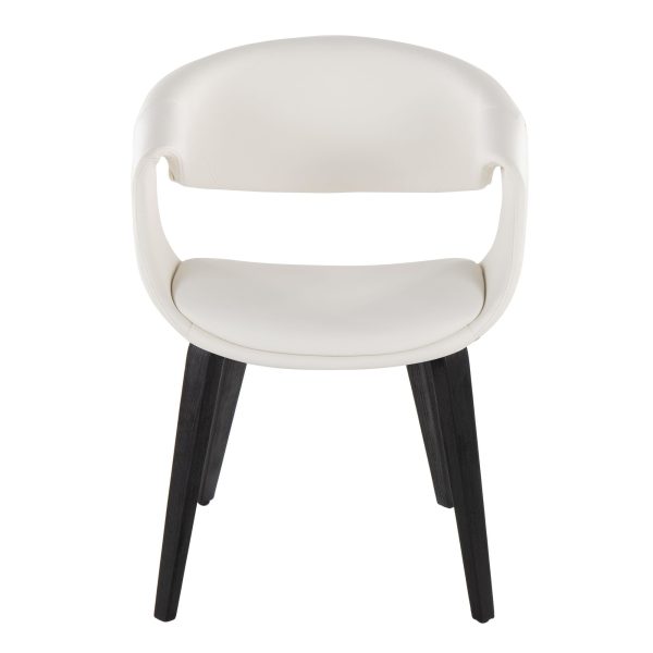 Curvo Black Wood White Faux Leather Contemporary Chairs Set of 2 6