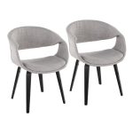 Curvo Black Wood and Grey Fabric Contemporary Chair (Set of 2) 11 Curvo Black Wood and Grey Fabric Contemporary Chair (Set of 2)