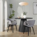 Curvo Black Wood and Grey Fabric Contemporary Chair (Set of 2) 10 Curvo Black Wood and Grey Fabric Contemporary Chair (Set of 2)