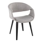 Curvo Black Wood and Grey Fabric Contemporary Chair (Set of 2) 12 Curvo Black Wood and Grey Fabric Contemporary Chair (Set of 2)