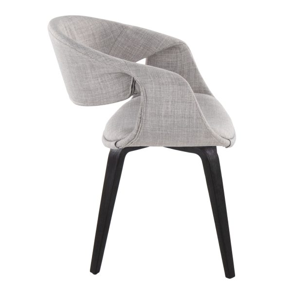 Curvo Black Wood and Grey Fabric Contemporary Chair Set of 2 3