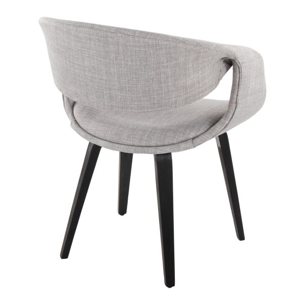 Curvo Black Wood and Grey Fabric Contemporary Chair Set of 2 4