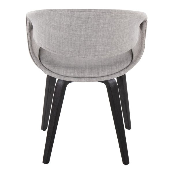 Curvo Black Wood and Grey Fabric Contemporary Chair Set of 2 5