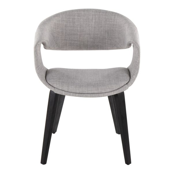 Curvo Black Wood and Grey Fabric Contemporary Chair Set of 2 6