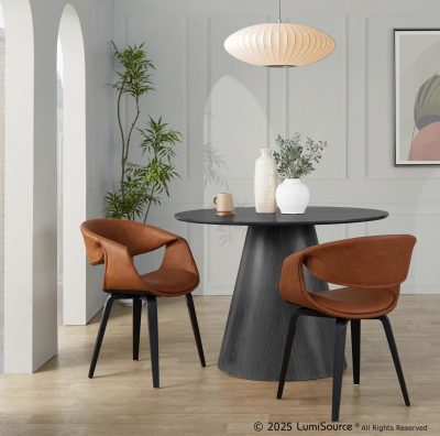 Curvo Black and Camel Contemporary Upholstered Chair (Set of 2)