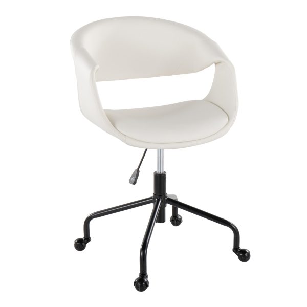 Curvo Black and White Contemporary Faux Leather Task Chair 1