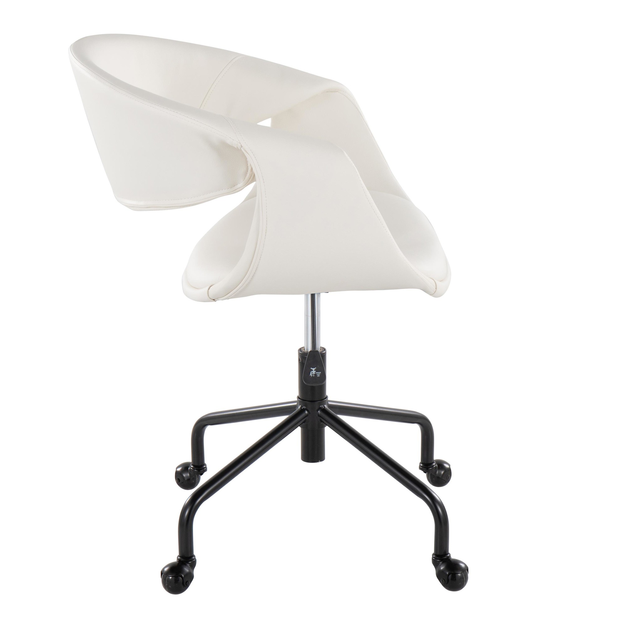 Curvo Black and White Contemporary Faux Leather Task Chair 3 Curvo Black and White Contemporary Faux Leather Task Chair - Image 3