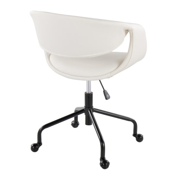 Curvo Black and White Contemporary Faux Leather Task Chair 3