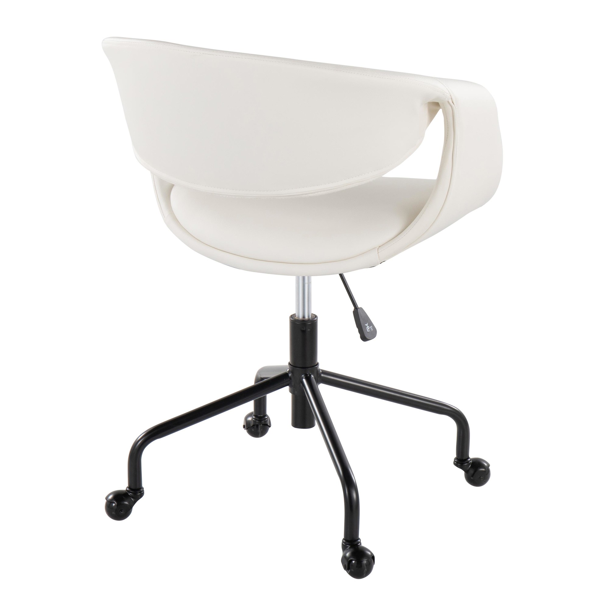 Curvo Black and White Contemporary Faux Leather Task Chair 4 Curvo Black and White Contemporary Faux Leather Task Chair - Image 4